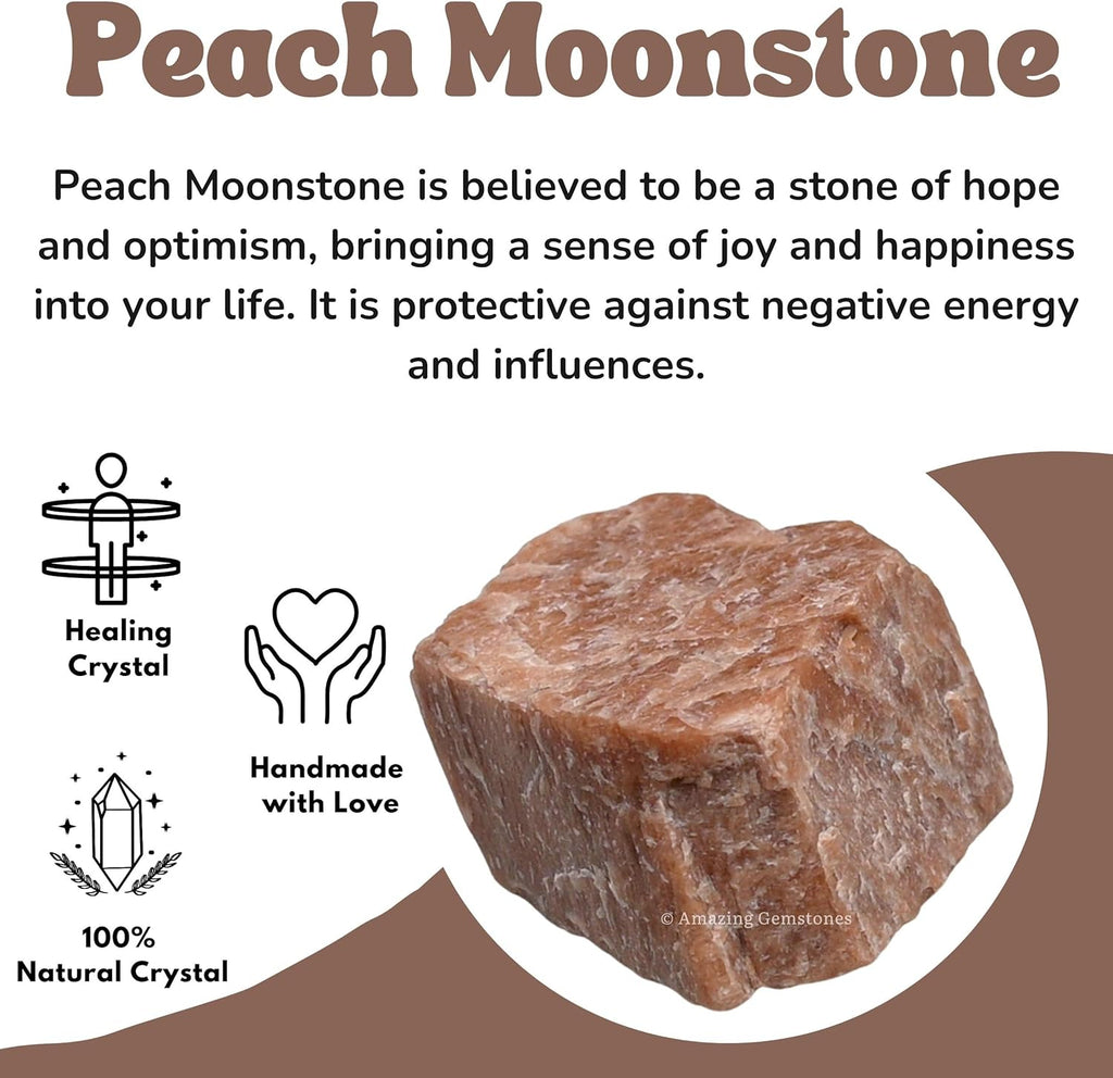 Amazing Gemstone Peach Moonstone Raw Crystals and Healing Stones, Natural Rocks for Tumbling and DIY Raw Stones and Crystals (1 lb)
