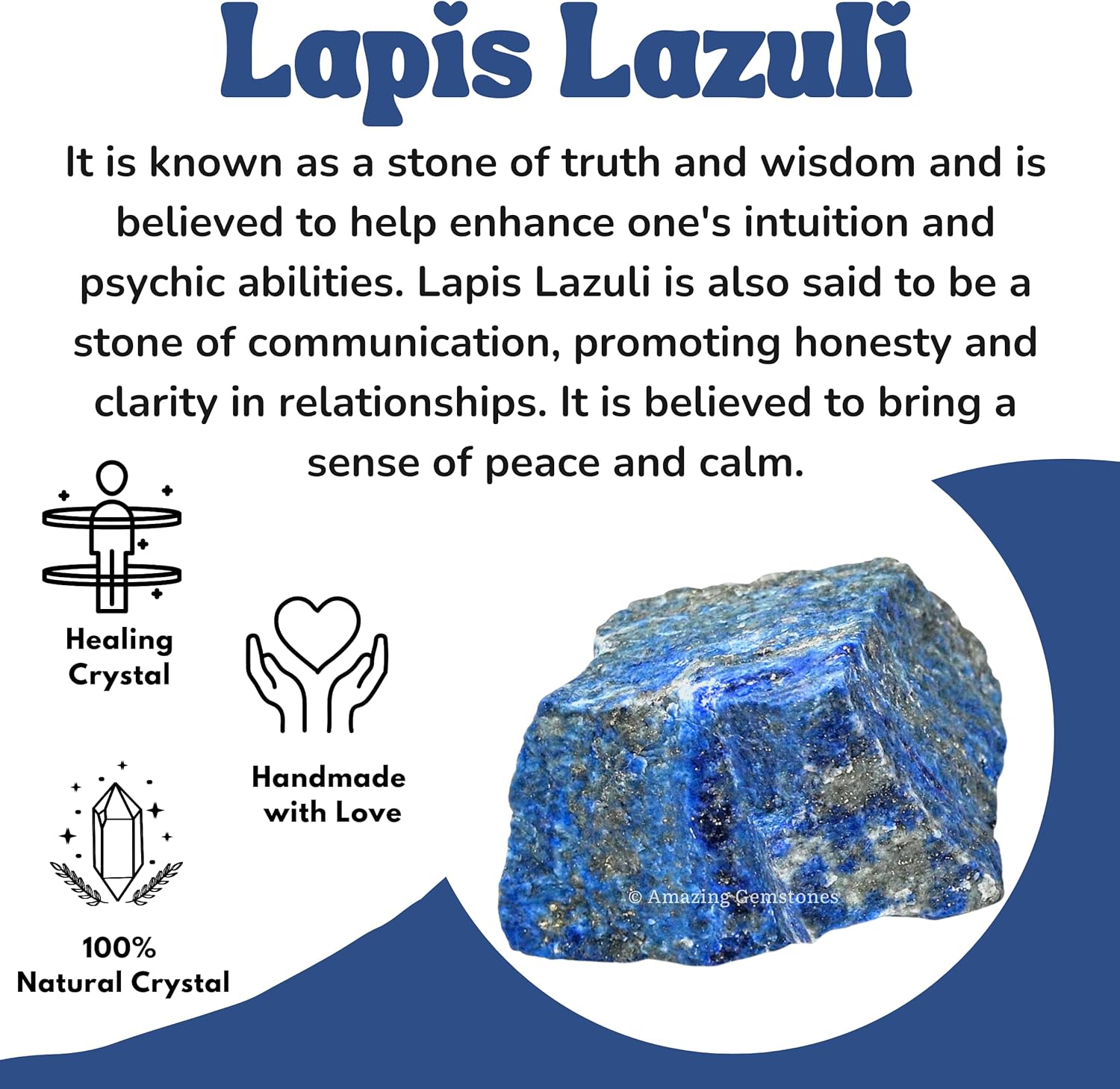 Amazing Gemstone Lapis Lazuli Raw Crystals and Healing Stones, Natural Rocks for Tumbling and DIY Raw Stones and Crystals (1 lb)