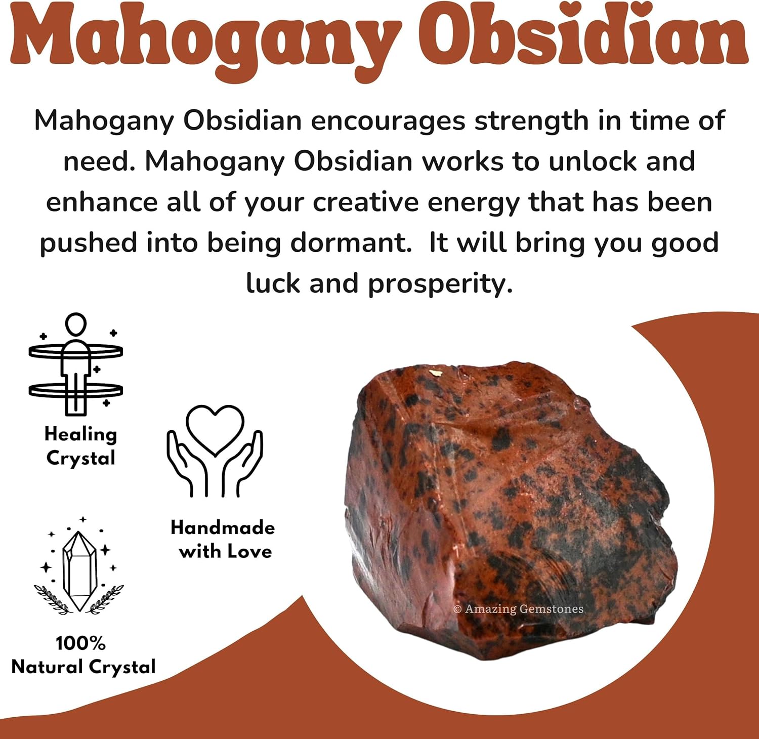 Amazing Gemstone Mahogany Obsidian Raw Crystals and Healing Stones, 5 Pieces Natural Rocks for Tumbling and DIY Raw Stones and Crystals