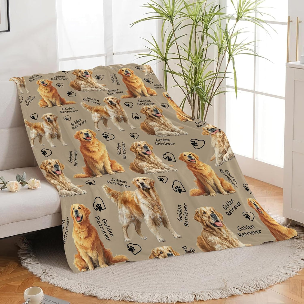 Golden Retriever Throw Blanket Golden Retriever Puppy Stuff Gifts for Dog Lover Kids Girls Boys Adults Women Men Soft Cozy Warm Plush Fluffy Fuzzy Fleece Blanket Decor 50''X60''
