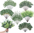 Ceenna 200 Pcs 6 Kinds Mixed Eucalyptus Leaves Stems Bulk Artificial Eucalyptus Leaves Sprays Silver Dollar Faux Greenery Picks Bundle for Wedding Vase Floral Arrangement Decor