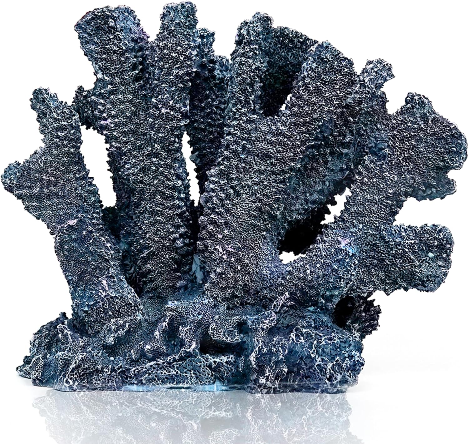 Coral Beach Decor, 7'' High x 8.6'' Width Artificial Resin Coral Reef Statue for Ocean Coastal Beach Nautical Themed Room Bathroom Decor for Home, RB1005B, Blue
