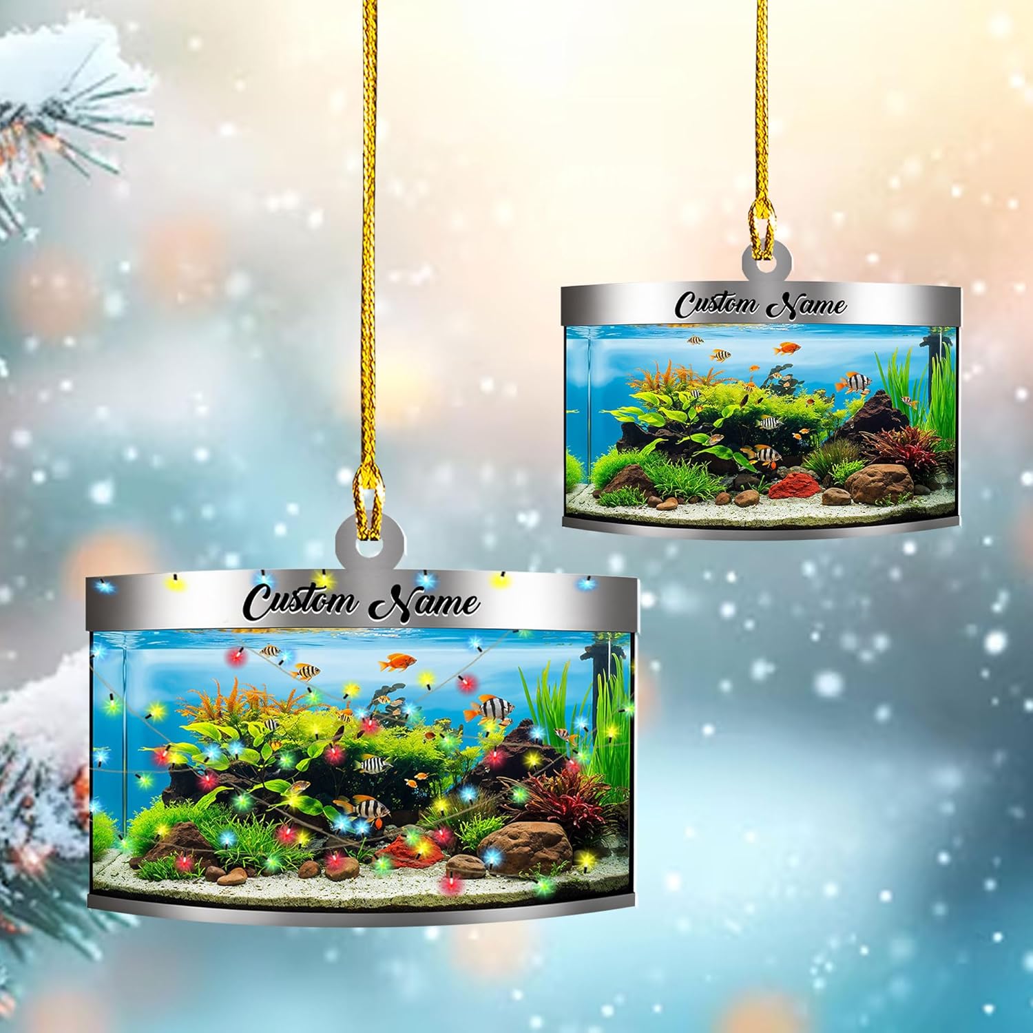 Personalized Aquarium Christmas Ornament, Fish Christmas Ornament, Gift for Fish Lover, Custom Aquarium Christmas Tree Keepsake, Kids First Gift Ideas, Pet Kids Ornament (AFT4)