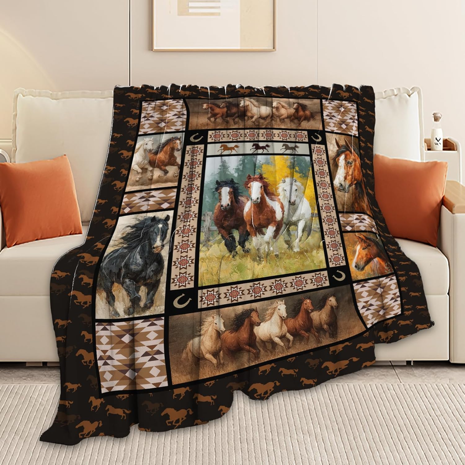 Horse Throw Blanket Horse Stuff Gifts for Kids Girls Boys Adults Women Men Soft Cozy Warm Plush Fluffy Fuzzy Fleece Blanket Decor 40''X50''