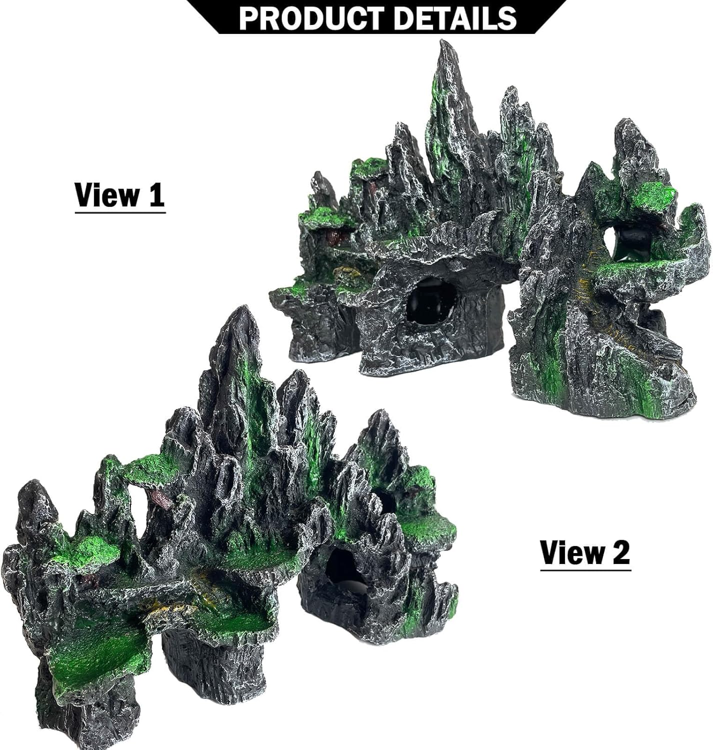 Aquarium Decor Large N Tall Fish Tank Rock Decor with Mountain View Ornaments,Tree House,Cave,Extra Large Fish Tank Decorations
