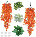 Hamiledyi Reptile Plants 5 Pcs Climbing Terrarium Plant with Suction Cup Artificial Decor for Snake Cage Bearded Dragon Tank Accessories for Lizard, Leopard Gecko, Chameleon, Snake (Orange)