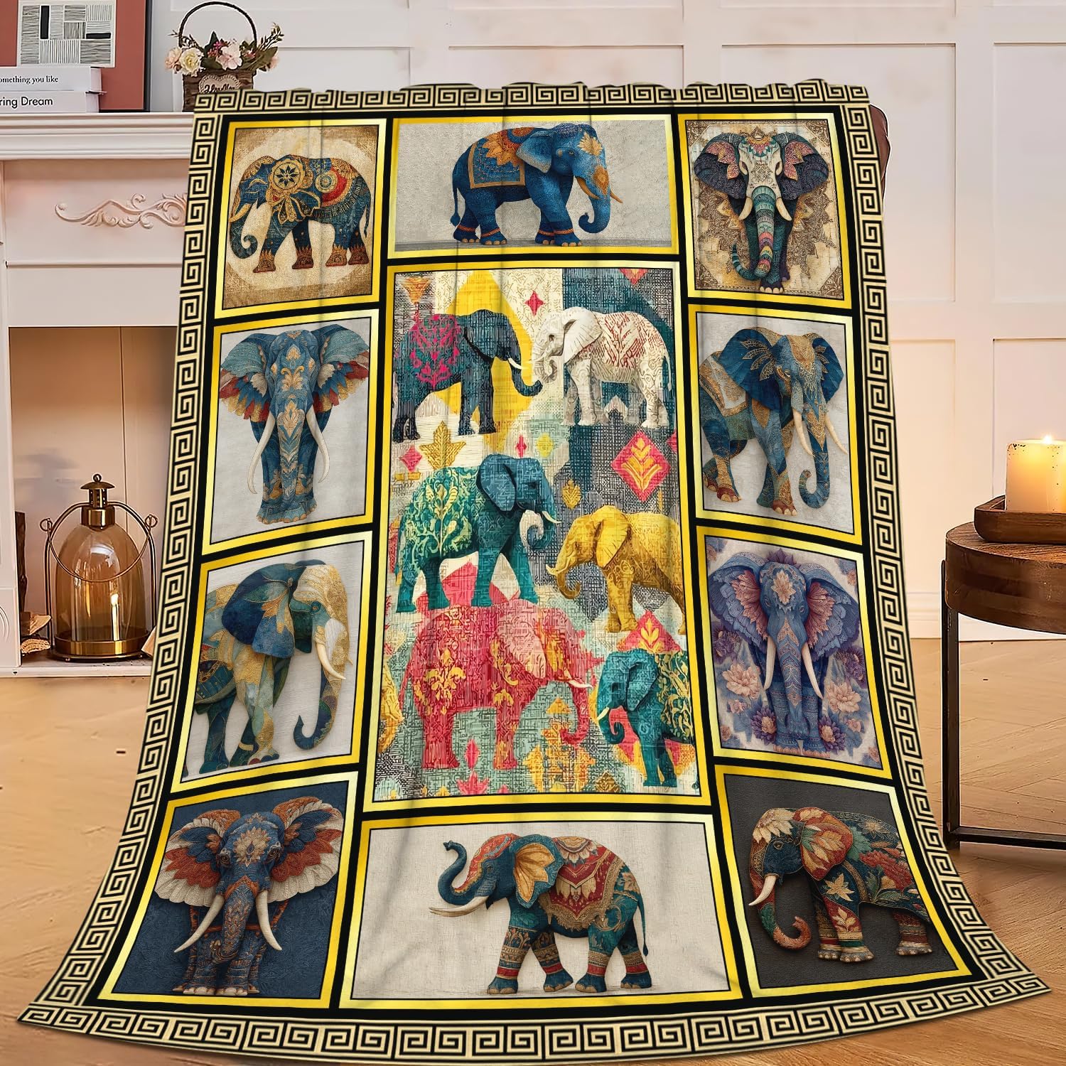 Elephant Throw Blanket Elephant Stuff Gifts for Kids Girls Boys Adults Women Men Soft Cozy Warm Plush Fluffy Fuzzy Fleece Blanket Decor 50''X60''