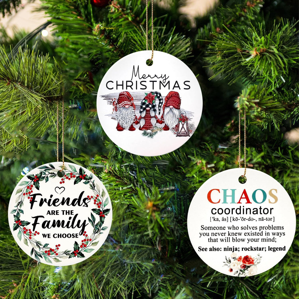 Chaos Coordinator Christmas Ornament Ceramic Mini Xmas Tree Decorations Thank You Gift for Women Coworker Manager Lady Boss Appreciation Inspiration Gift Office Cute Christmas Decorative Ornament