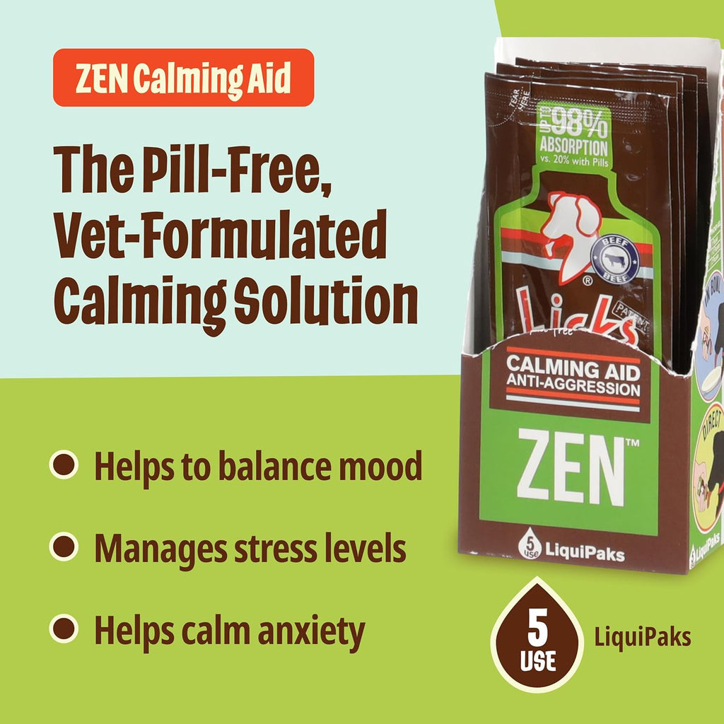 Licks Dog Zen Calming Aid Supplements - 5-use (Roasted Chicken Flavor)