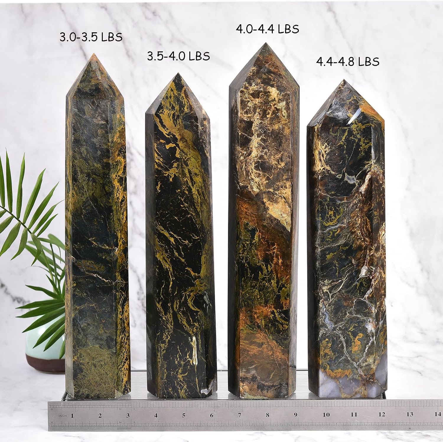 JIC Gem Extra Large Pietersite Quartz Crystals Obelisk Tower Points Natural 6 Faceted Pietersite Healing Crystal Wand Home Decor Reiki Chakra Meditation 3.0-3.5 Lbs