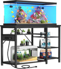 GRLEAF 40-50 Gallon Aquarium Stand: 1200LB Capacity, Built-In Power Outlets, 3-Tier Shelves for Fish Tank Accessories Storage, Heavy-Duty Steel/Wood Hybrid for Fish & Reptile Tanks | Excludes Tank