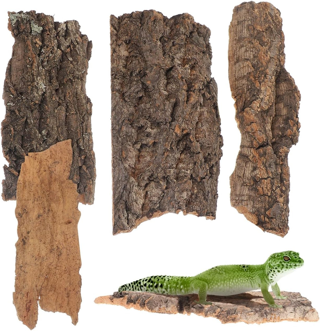 PRETYZOOM 4pcs Small Cork Bark for Reptile Terrarium, Irregular Climbing Bark Cork, Reptile to Hide Accessory for Lizard, Snake, Spiders, Gecko (Random Size)