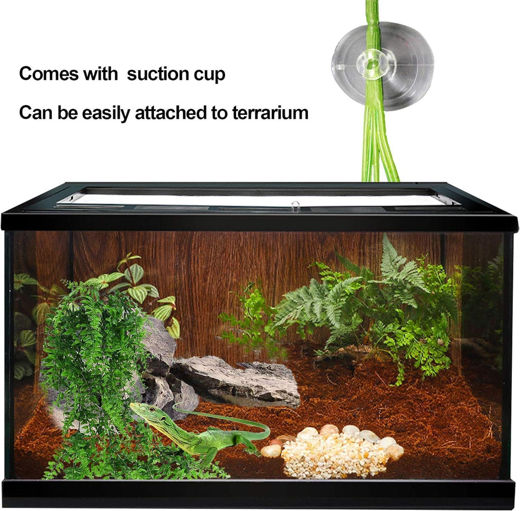 kathson 8 PCS Reptile Vines Plants Flexible Bendable Jungle Climbing Vine Terrarium Plastic Plant Leaves Pet Tank Habitat Decor for Bearded Dragons Lizards Geckos Snakes Frogs and More Reptiles