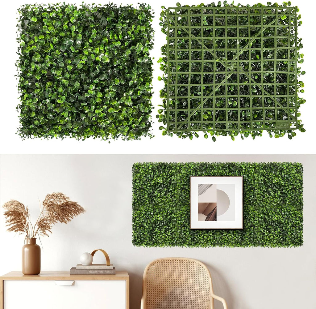 Artificial Grass Wall Panels, 8 PCS 10"x10" Boxwood Hedge Wall Panels with 100 Zip Ties, Boxwood Panels Backdrop for Outdoor Indoor Decorative Garden Fences Backyard Patio Privacy Hedge