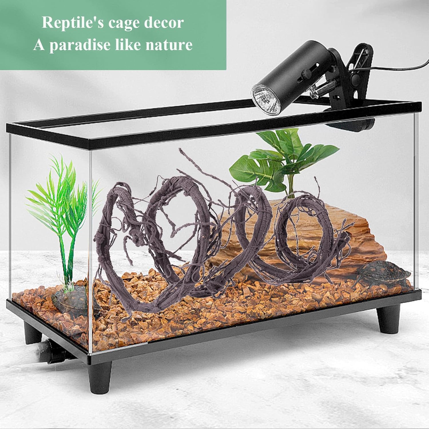 300cm/118inch Flexible Brown Big Artificial Tree Branches Fake Tree Trunk Leaf Garland Rattan Wreath Cherry Blossom Grape Cane Vines for Wall Hanging Front Door Reptile Habitat Decoration