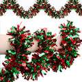 50 Feet Red & Green Christmas Tinsel Garland Metallic Twist Shiny Hanging Garland for Christmas Tree Decorations Xmas Holiday Decor for Home Indoor Outdoor Party Supplies - Red & Green