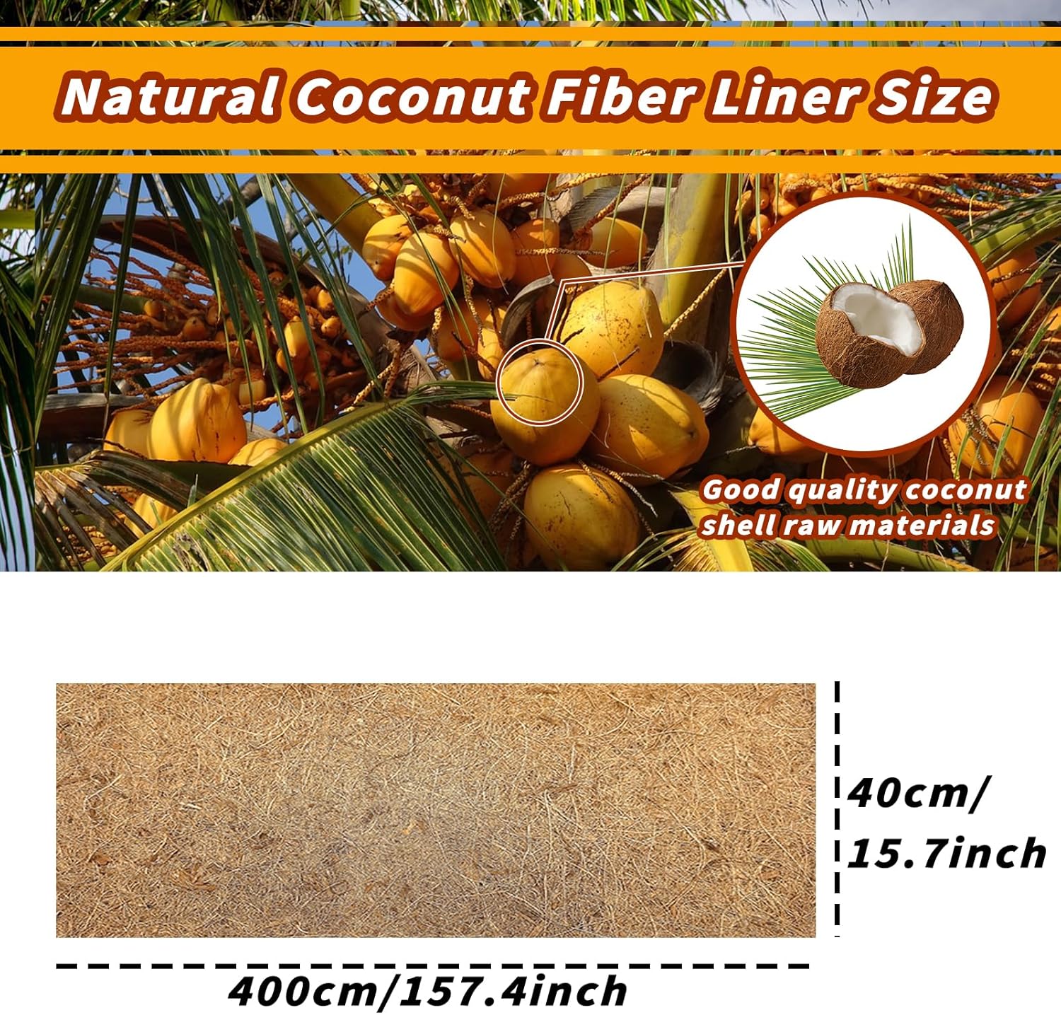Hamiledyi 157x15.7in Reptile Carpet Coconut Fiber Substrate Large Coco Liner Roll Lizard Cage Mat Natural Coco Fiber Bedding for Bearded Dragon Turtles Iguana Tortoise Pad Garden Decoration