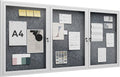 72"x36" Lockable Enclosed Bulletin Board, Outdoor Flet Weather-Resistant Aluminum Frame Notice Board, Wall Mounted Display Case Acrylic Doors for School,Office,Silver Frame w/Grey Flet