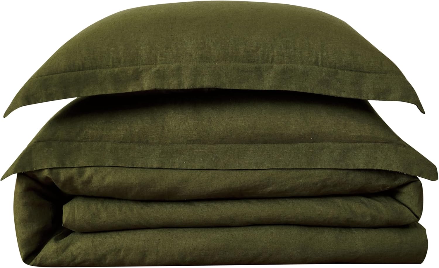 Brooklyn Loom Linen Duvets Olive Green Linen 3-Piece Full/Queen Duvet Set, Solid Color Themed, for Men and Women, Oeko-TEX Certified Confidence