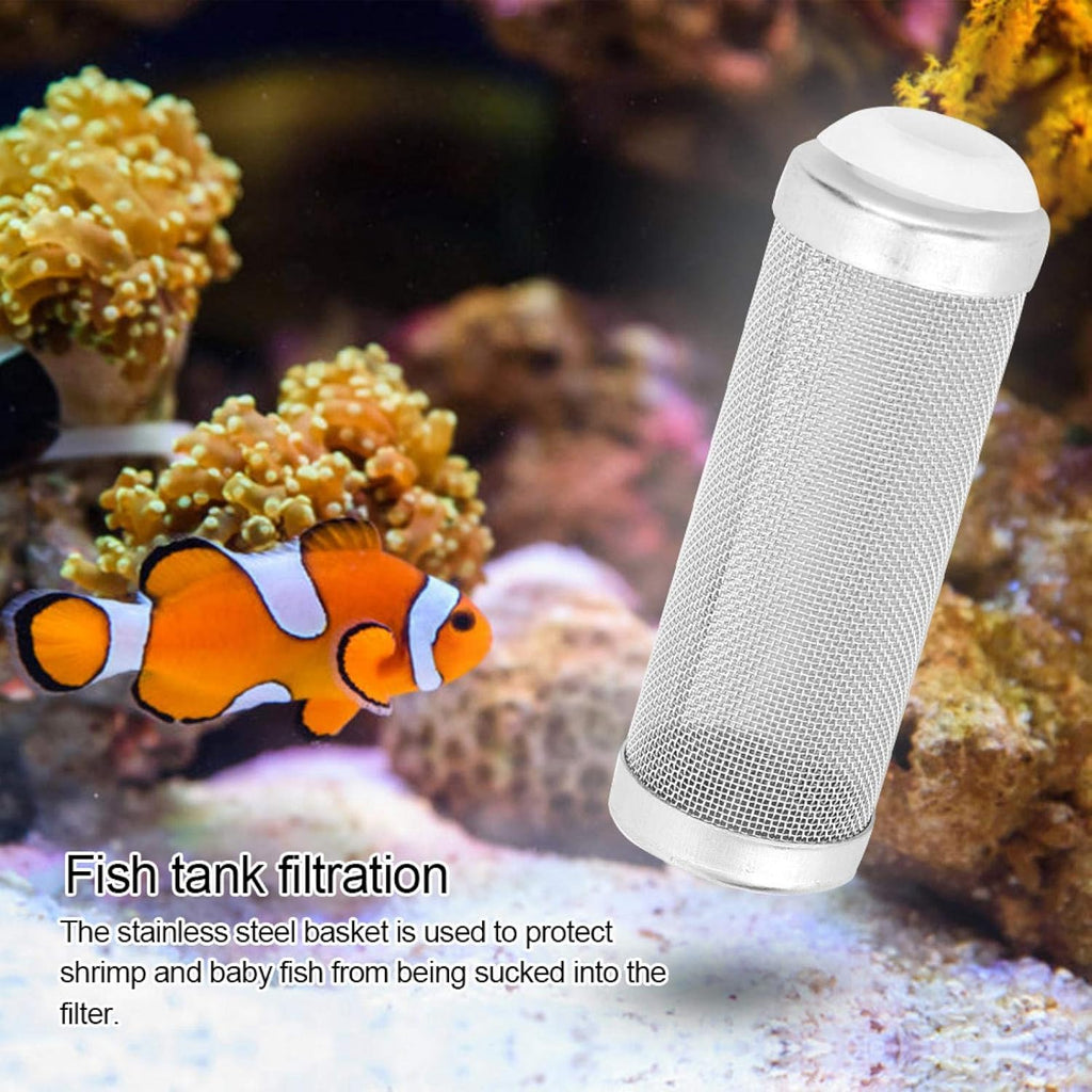 Joyzan Aquarium Filter Inflow Inlet Mesh, Stainless Steel Intake Shrimp Guard Protector Cover Screen Metal Fish Tank Prefilter Tube Strainer Net Protecting Basket Media Accessory 16mm 5Pcs Silver