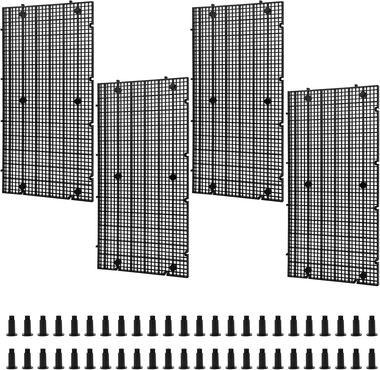 LINLAN 4 Pieces High-Density Aquarium Grid Plastic with 24 Brackets, Fish Tank Divider, Egg Crate for DIY Filtration and Bottom Protection in Aquascaping