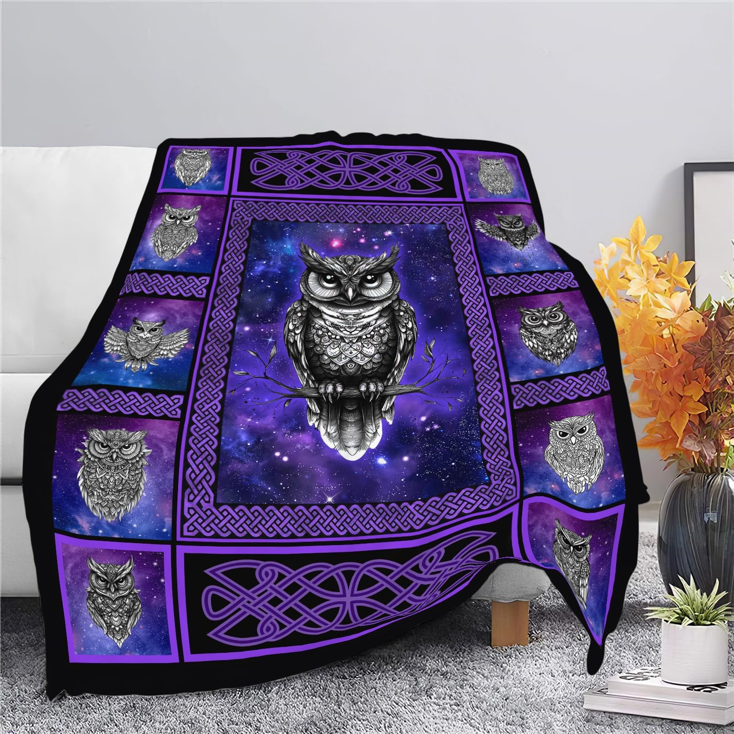 Owl Blanket Owl Throw Blanket Gifts for Women Girls Men Boys Kids Adults Super Soft Cozy Plush Fluffy Fuzzy Fleece Blanket Decor 50''X60''