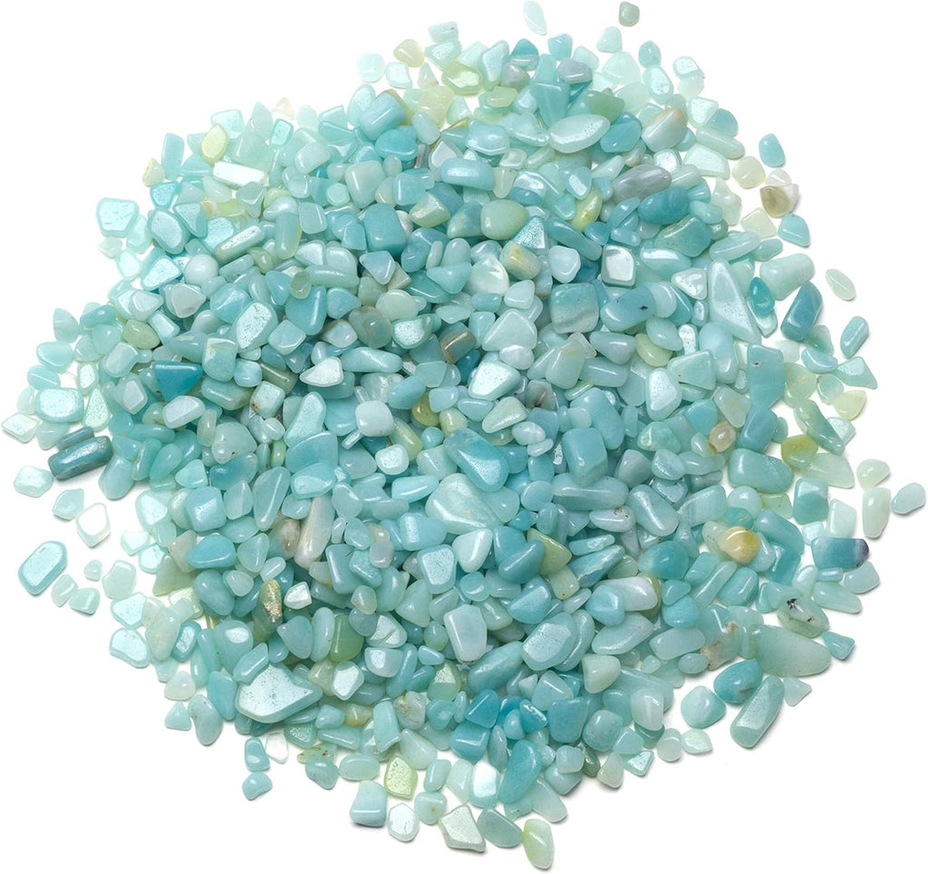 Cherry Tree Collection 1/2 Pound Polished Tumbled Gemstone Chips, Pebbles, Crystal Chips Bulk for Jewelry Making, Healing, Plants, Succulents, Aquariums, Decoration, Chakra (Amazonite)