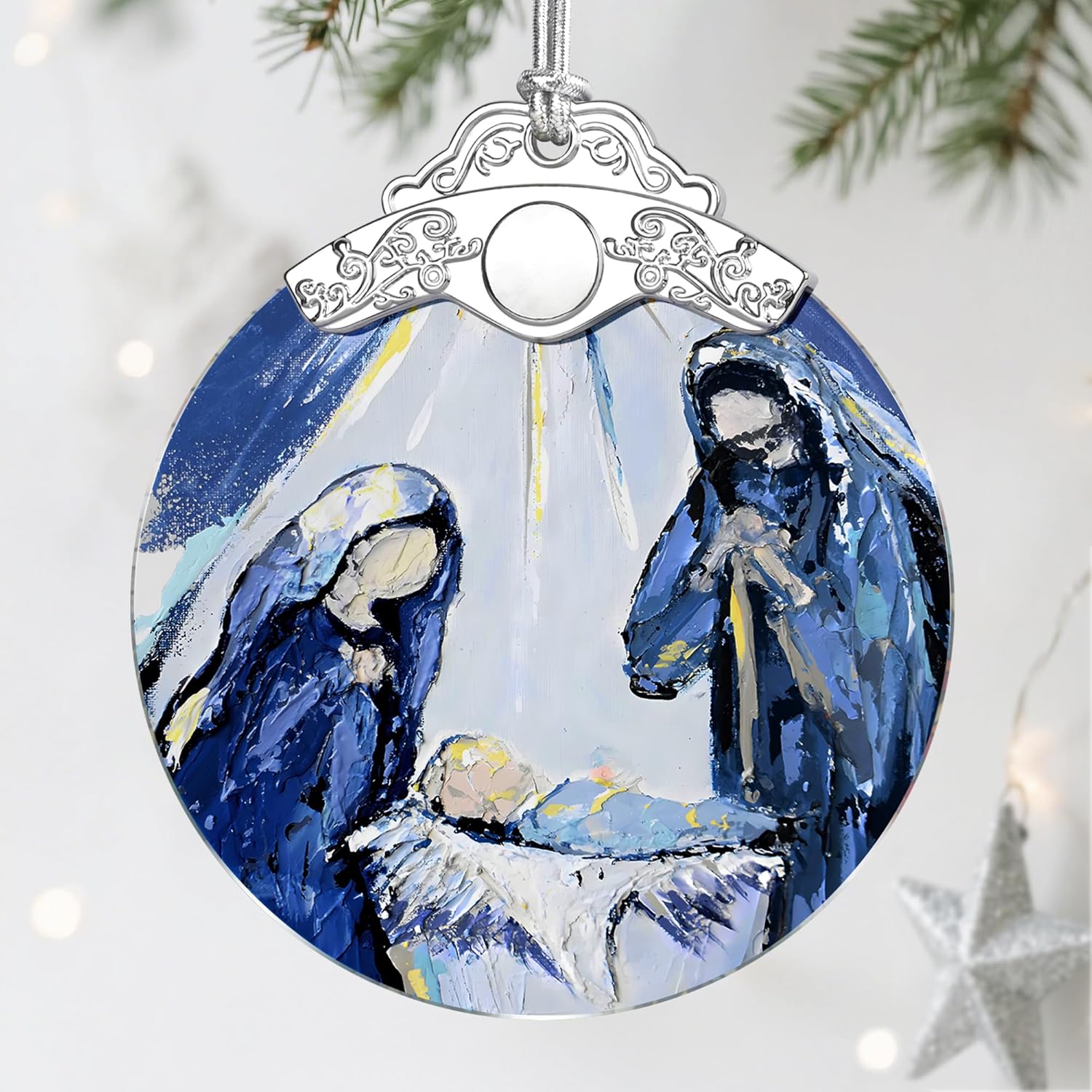 Stained Glass Christian Ornament, Nativity Christmas Ornaments, Christmas Decorations for Tree, Holiday Ornament, Christian Gifts, Religious Gifts, Gift Ideas & Xmas Gift