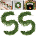 2 Pcs 6 Ft Norfolk Pine Garlands,Artificial Real Touch Christmas Greenery Garland Faux for Mantle, Table,Sairs,Wall,Indoor,Outdoor Christmas Decorations Holiday Xmas-Green