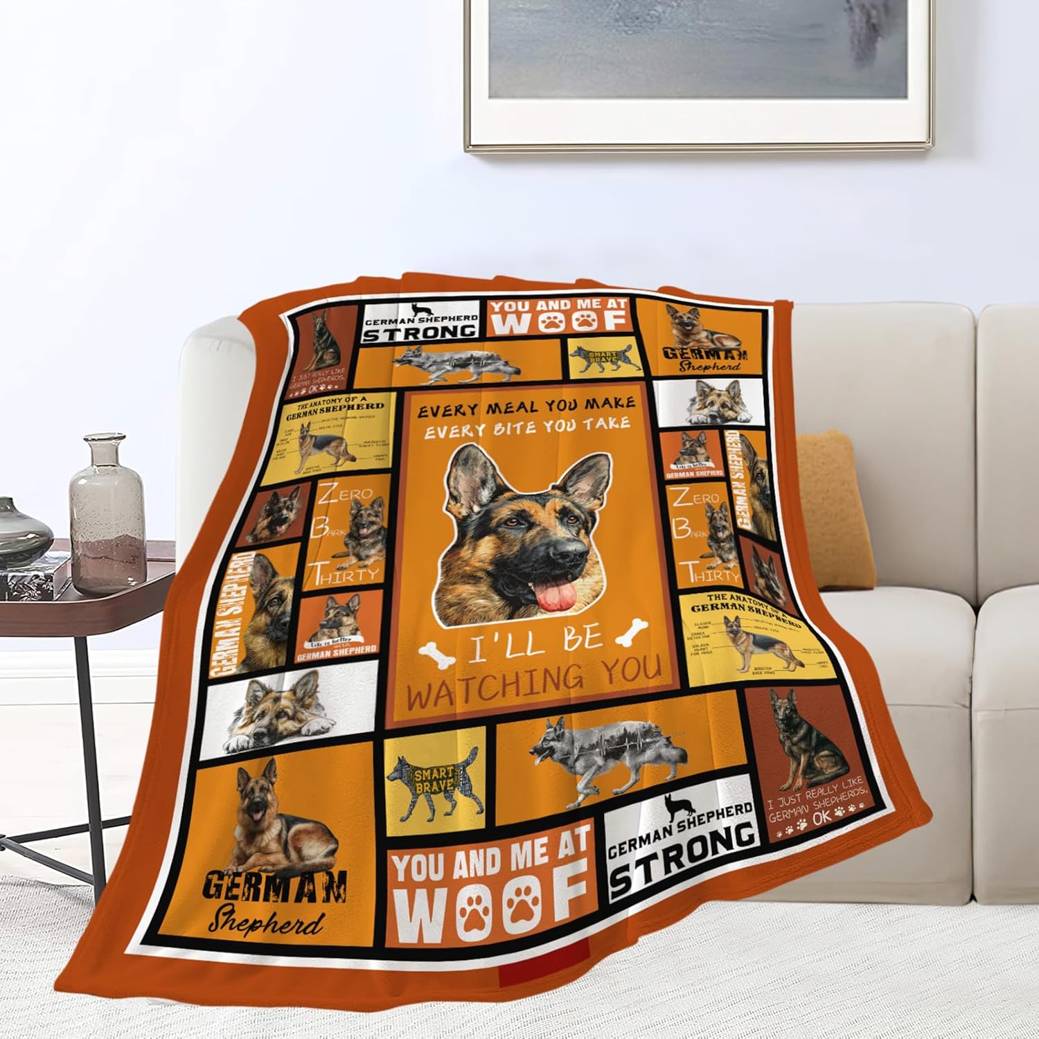 German Shepherd Throw Blanket German Shepherd Puppy Stuff Gifts for Dog Lover Kids Girls Boys Adults Women Men Soft Cozy Warm Plush Fluffy Fuzzy Fleece Blanket Decor 40''X50''