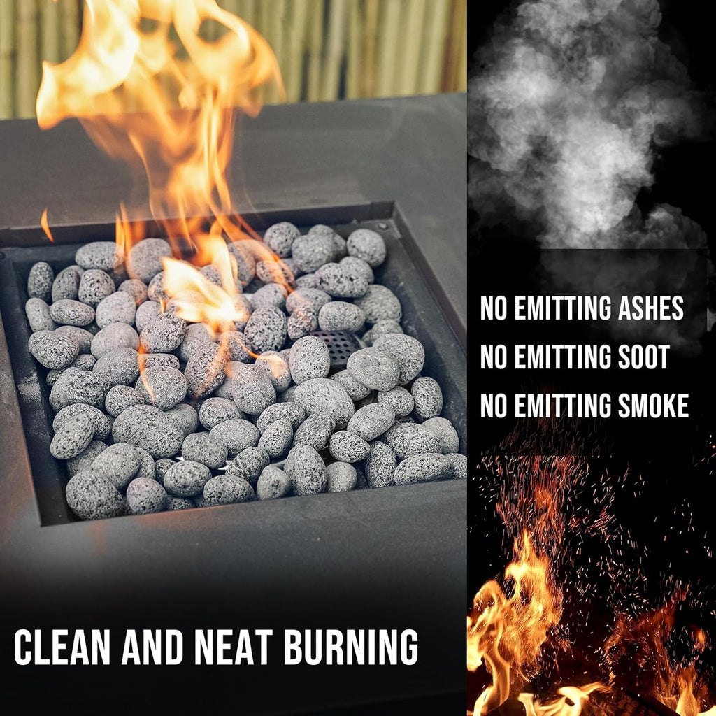 Skyflame Black Natural Tumbled Stones Round Lava Rock Pebbles for Indoor Outdoor Gas Fire Pit | Fireplaces | Garden Landscaping Decoration | Cultivation of Potted Plants | 10 Pounds | 1/2-1 Inch Size