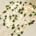 2 Pack 6.56 Ft Vine Lights Green Ivy Vines String Lights Battery Operated, 40 LEDs Battery Powered Artifical Garland Plant Leaves with Light for Bedroom Holiday Patio Decor (Warm White)