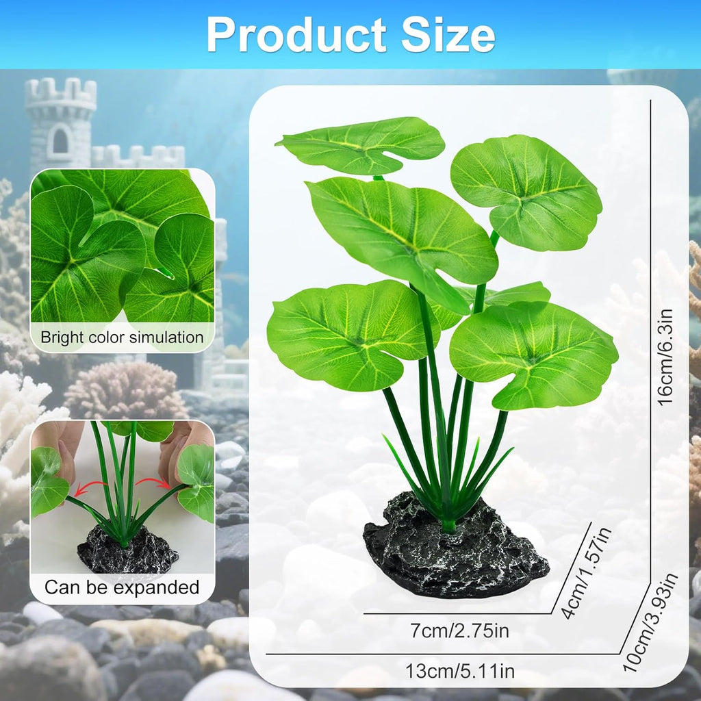 Artificial Fish Tank Decorations Plants, Aquarium Decor Plant Plastic Realistic Silk Plants for Fish Tank Leaf Pad Hammock for Small Tank, Goldfish 1PCS