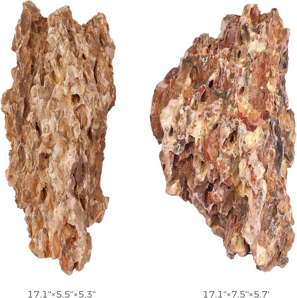 14-16 Inches Natural Dragon Stone 2 PCS Ultra Large Aquarium Rocks for Aquascaping, Aquarium Landscaping, Terrariums, Fish Tank Decoration, Vivariums, Paludarium, Amphibian Enclosures