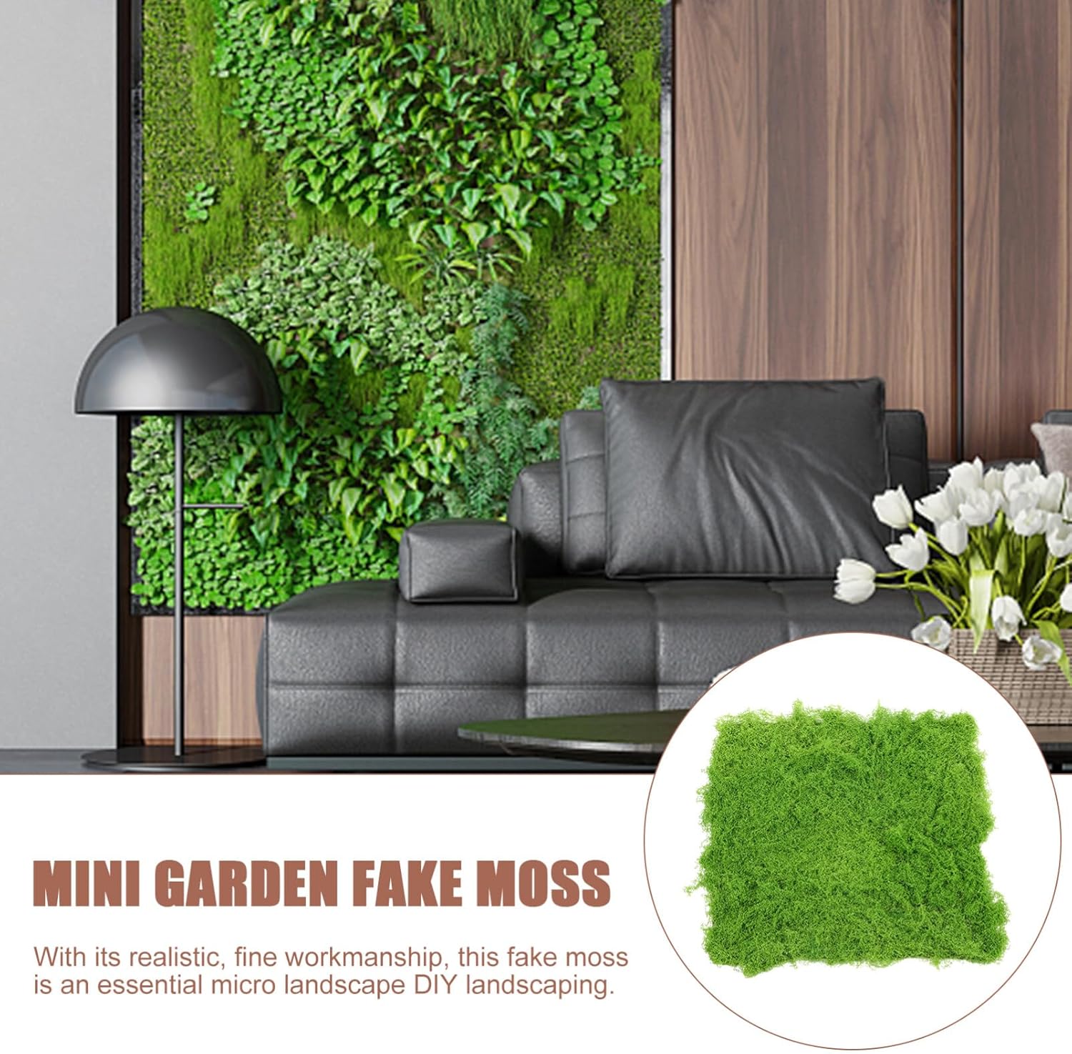 Artificial Moss Turf Lifelike Faux Lawn for Landscape Decoration for Garden Fish Tank Bonsai and Photo Props Lightweight Material Flocking