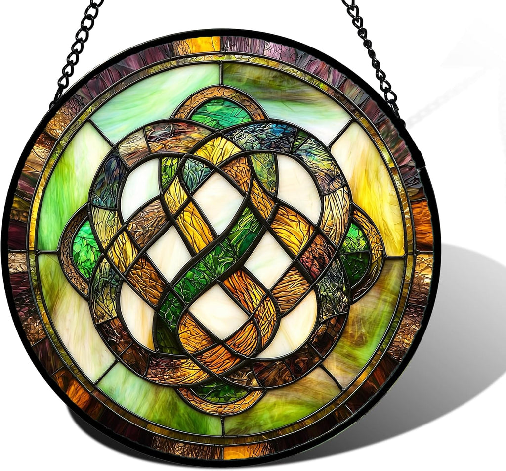 Stained Glass Window Hanging, Tiffany Abstract Totem Sun Catchers Colorful Glass Panel Bless Suncatcher Decor for Birthday for Women, Men, Wife, Aunt, and Mom 6.3 in