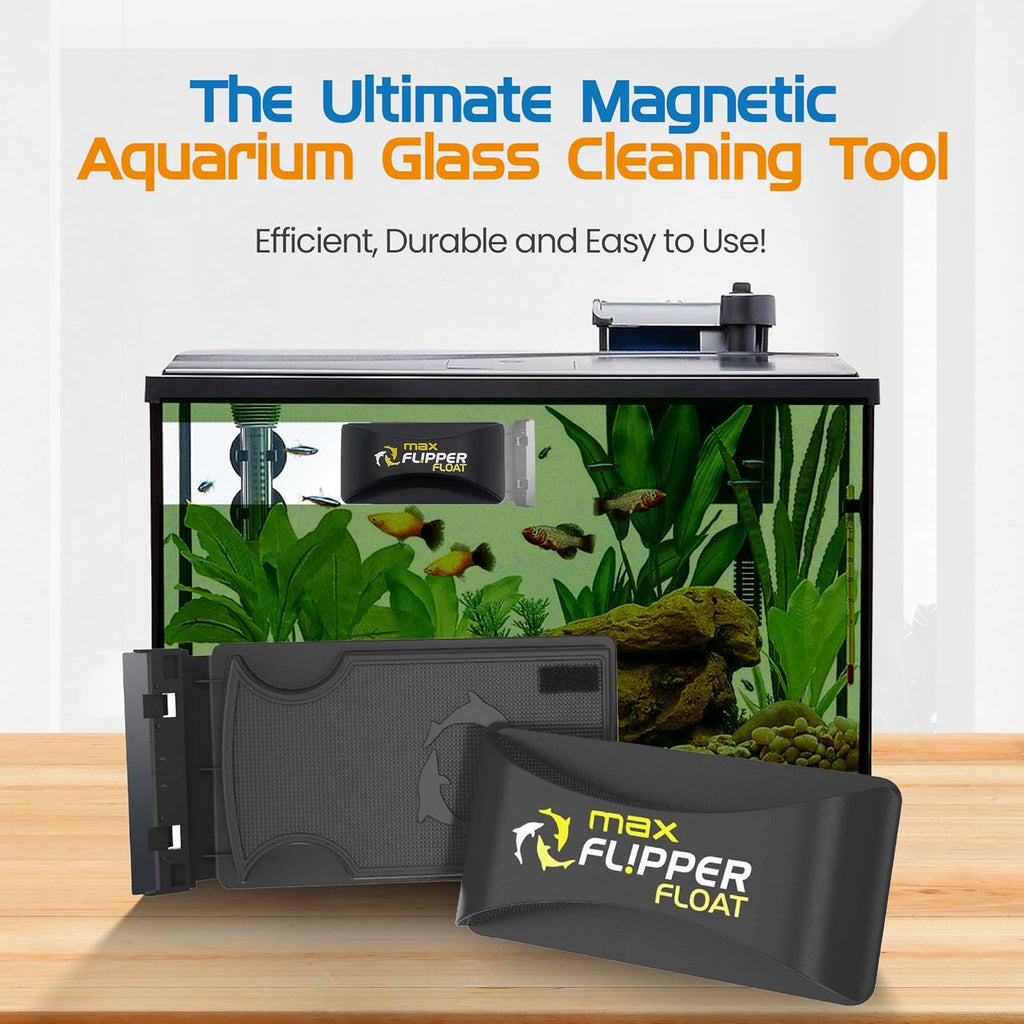FLIPPER Max Magnetic Aquarium Cleaner – 2-in-1 Flip Scrubber and Scraper, Floating Design for Cleaning Hard-to-Reach Algae and Debris on Glass and Acrylic Tanks up to 3/4" (19mm)