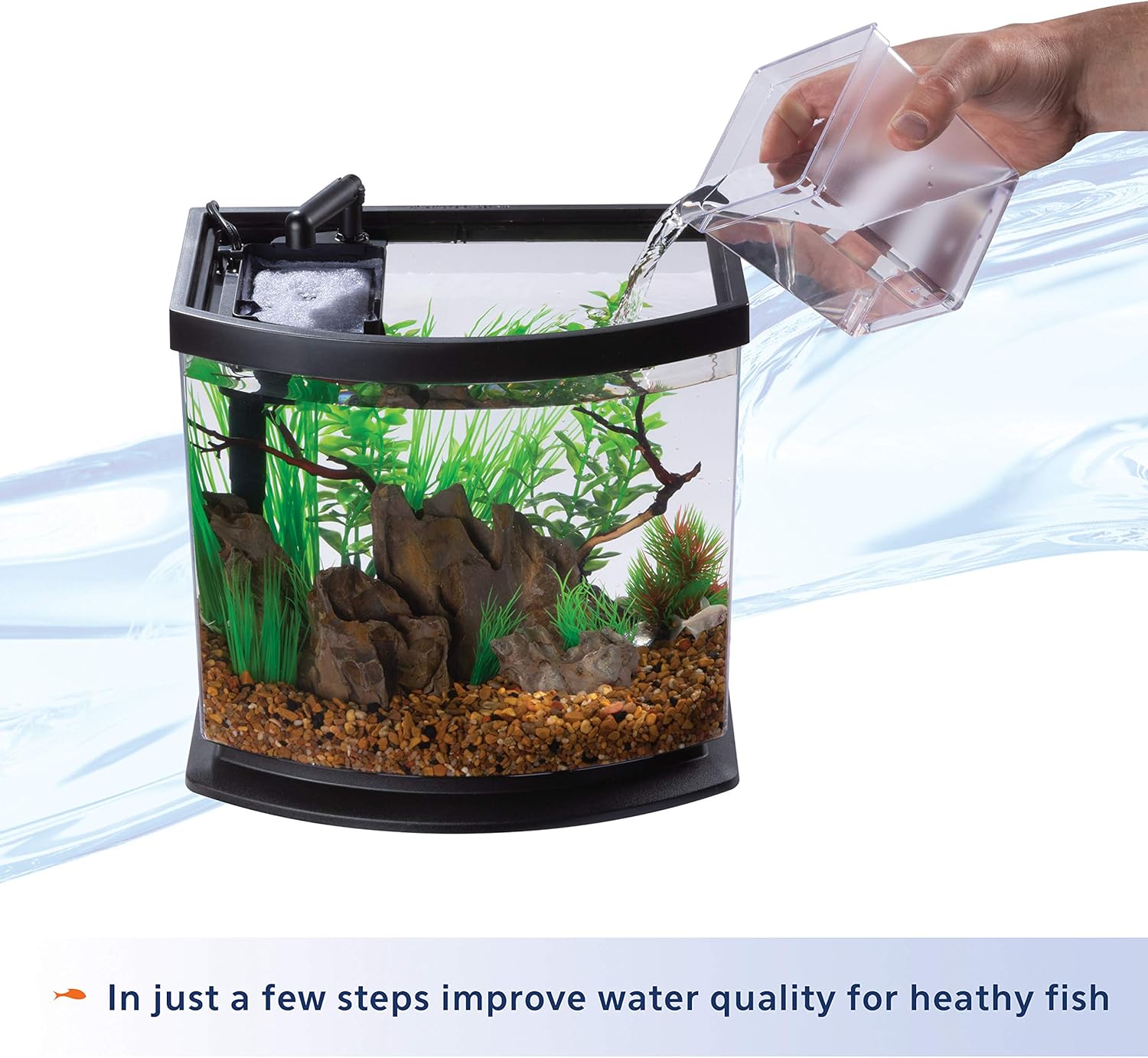Aqueon LED MiniBow Aquarium Kit with SmartClean Technology, White, 2.5 Gallon