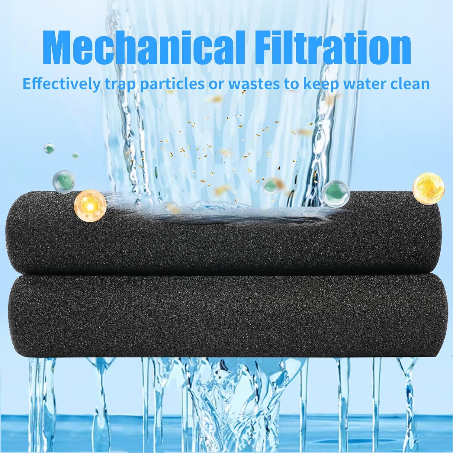 AQUANEAT Aquarium Bio Sponge Filter Media Pad Cut-to-Size Open Cell Foam Sheet for Fish Tank Sump (72" x 12" x 1")