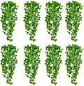 Fake Hanging Plants Vines(8pcs)for Room Decor, Artificial Ivy Greenery Garlands for Home Bedroom Living Aesthetic Kitchen Office Wall Patio Bookshelf,Indoor,Outdoor Farmhouse Decorations(No Basket)