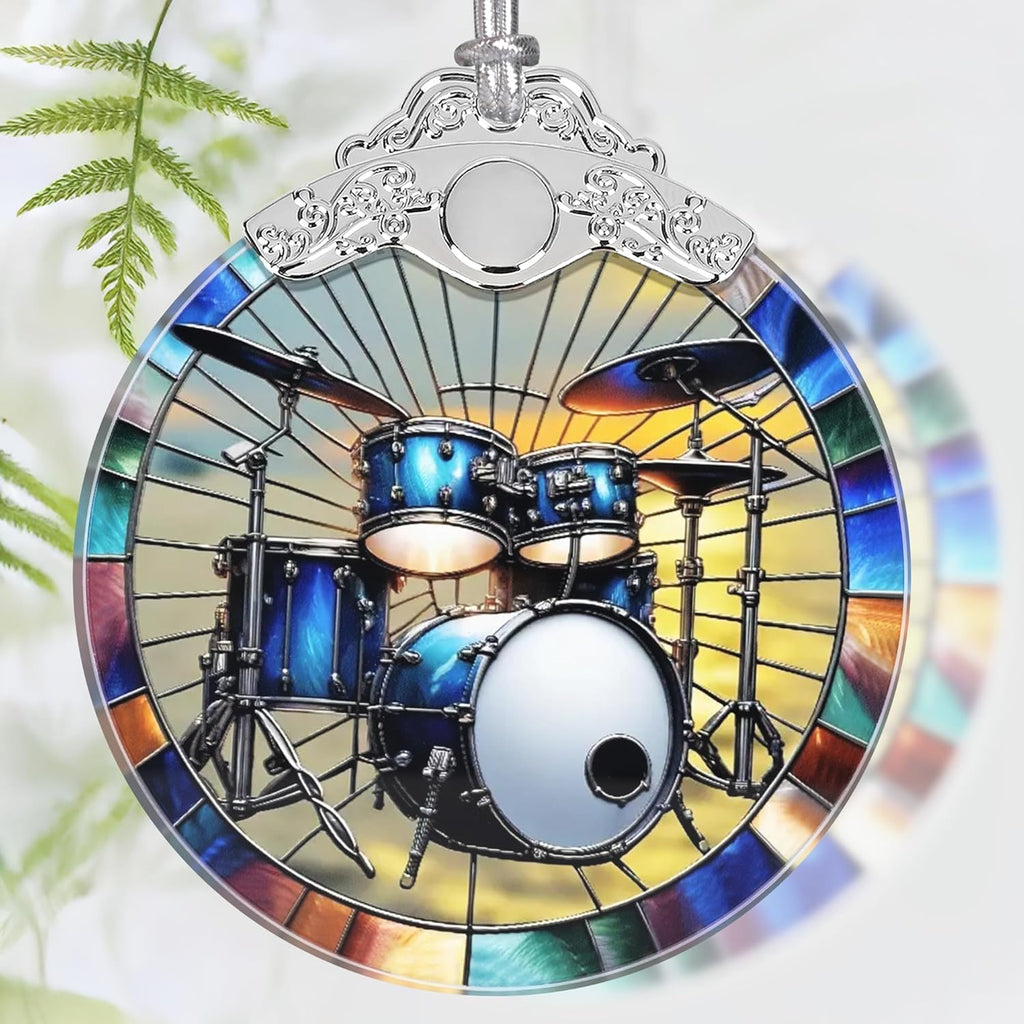 Christmas Ornament, 2025 Ornaments for Christmas Tree, Stained Glass Hanging Ornament, Holiday Ornaments, Unique Gift Idea - Drum Set