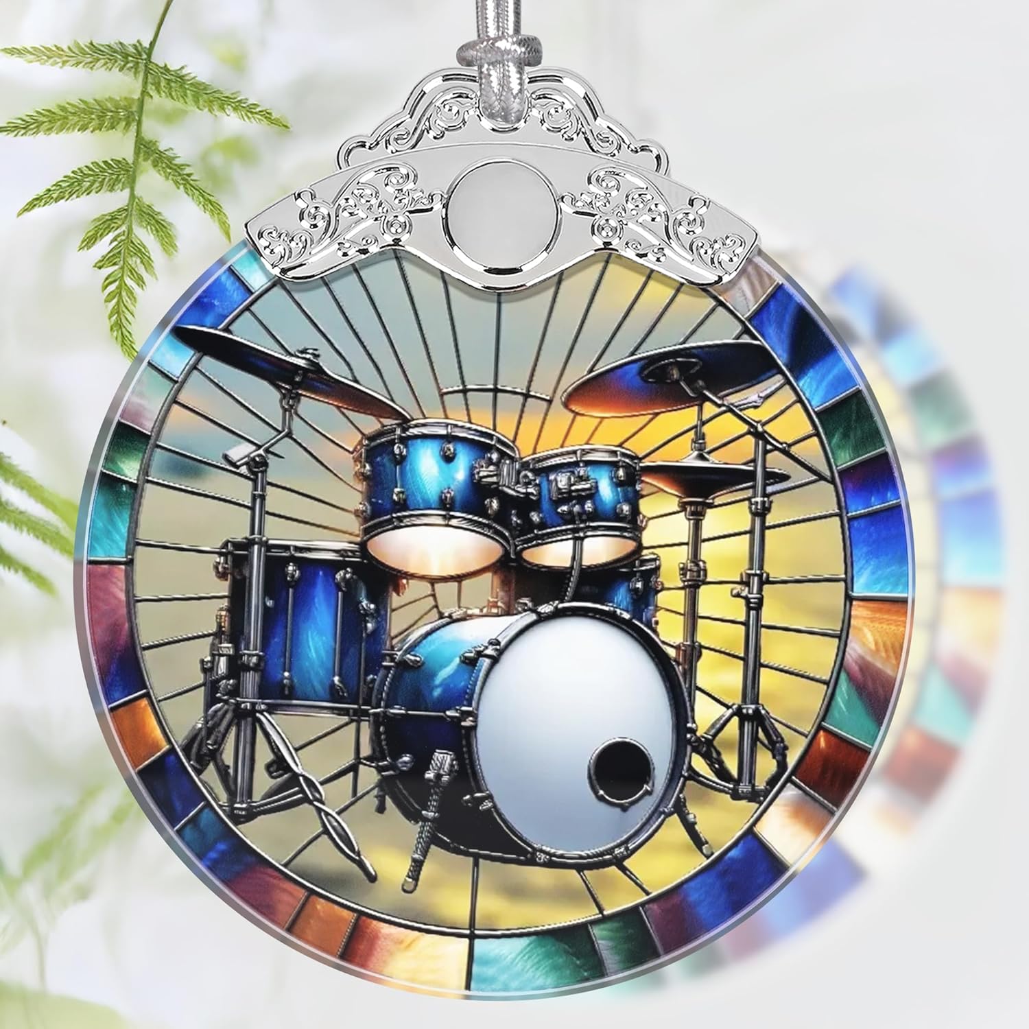 Christmas Ornament, 2025 Ornaments for Christmas Tree, Stained Glass Hanging Ornament, Holiday Ornaments, Unique Gift Idea - Drum Set