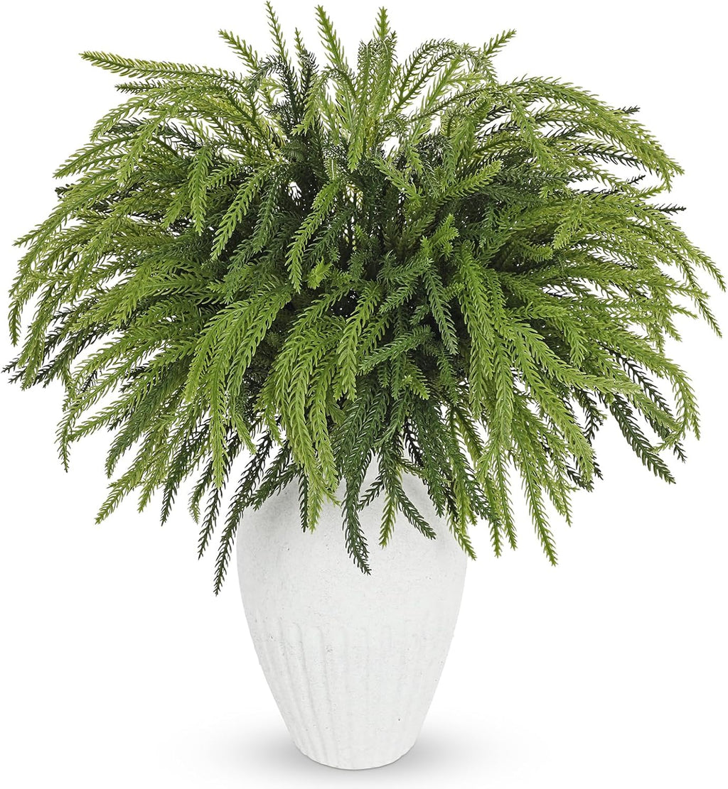 Briful Artificial Norfolk Pine Stems for Christmas Decor, 19 1/2’’ Faux Greenery Branch, Realistic Holiday Cedar Pine Picks for Vase, Garland, Mantel, DIY Floral Arrangement, Set of 12