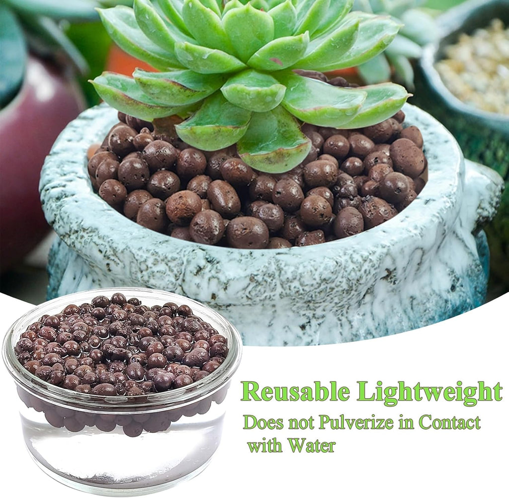 2 lbs Clay Pebbles for Plants, 8-12 mm Leca Clay Balls for Indoor Plants, Orchid Potting Mixes, Hydroponic Growing, Aquaponics, Potted Top Dressing and Drainage