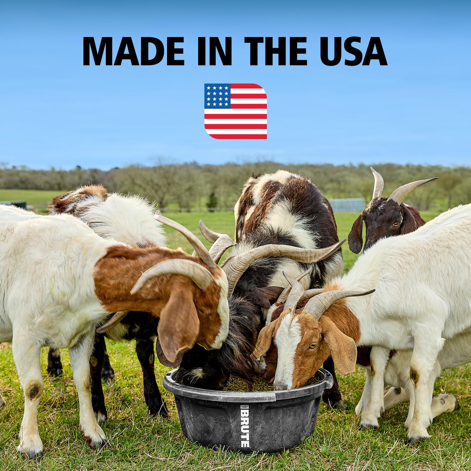 Rubbermaid Commercial Products Brute 6-Gallon Animal Pan Feeder, RigidCell Construction, Stackable Livestock Feed Bowl, Made in USA