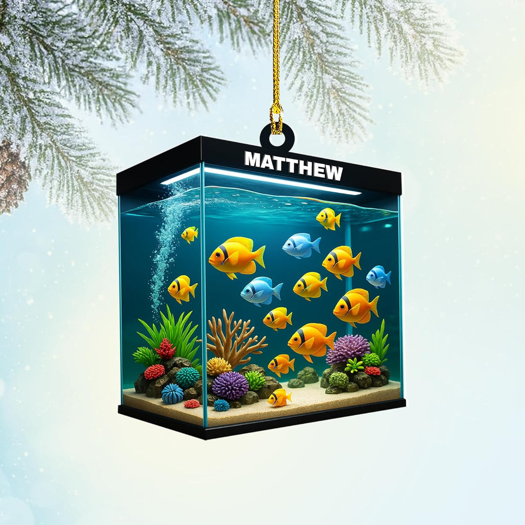 Personalized Aquarium Fish Tank Christmas Ornament 2025, Custom Name Clownfish Holiday Tree Decoration, Unique Keepsake Gift for Fish Lovers, Pet Owners, Kids, Aquarists (ON2)