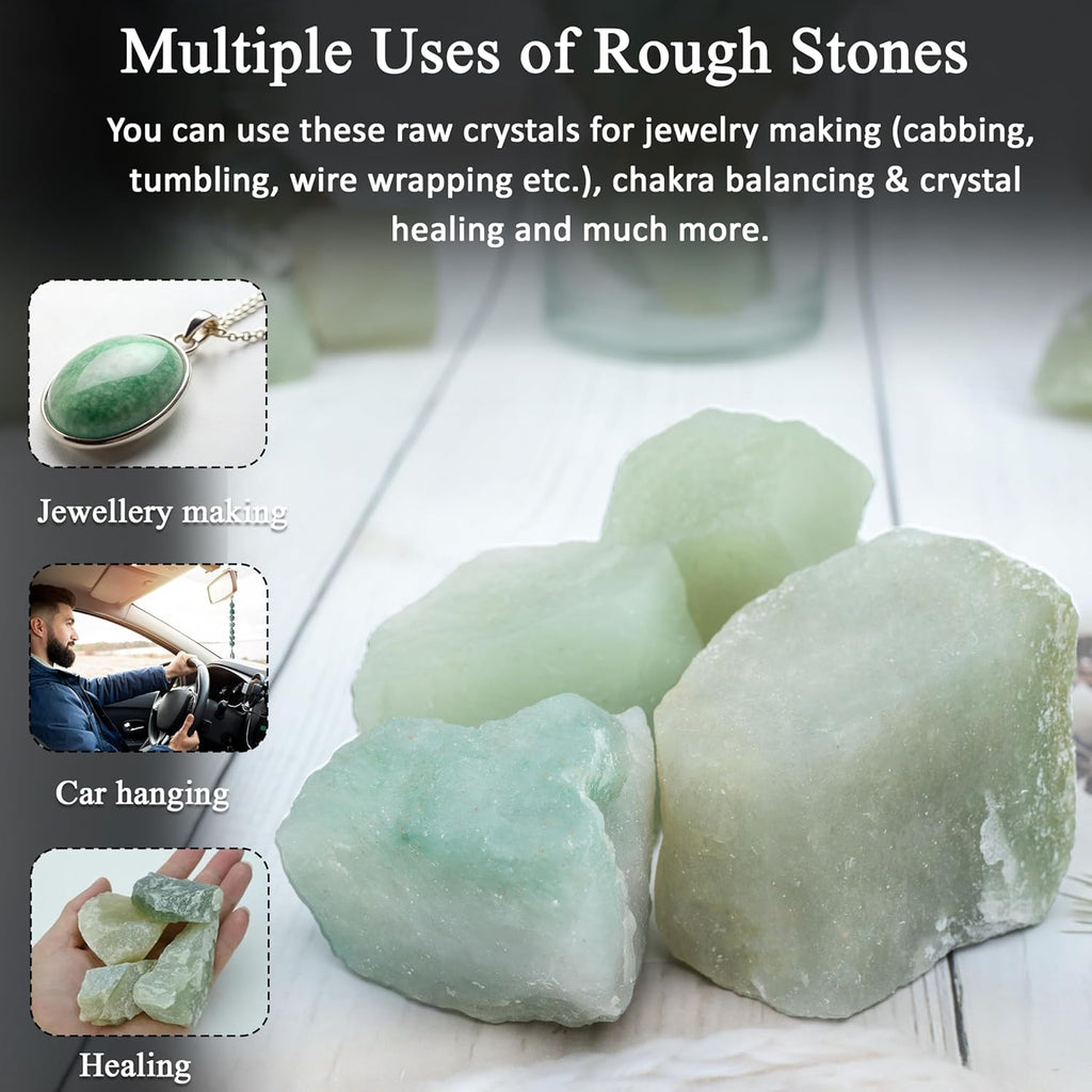Crocon Green Jade Rough Bulk Natural Stone Raw Gemstone Tumbling Cabbing Polishing Gem Mining Energy Generator Chakra Balancing Reiki And Crystal Healing Good Luck Home Office Decor Weight: 1Lb Approx