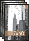 MCS Trendsetter Movie Poster Frame 27x40 Black High-Gloss, Vertical & Horizontal Wall Hanging Large Picture Frame for Photos, Artwork & Custom Posters (3-Pack)