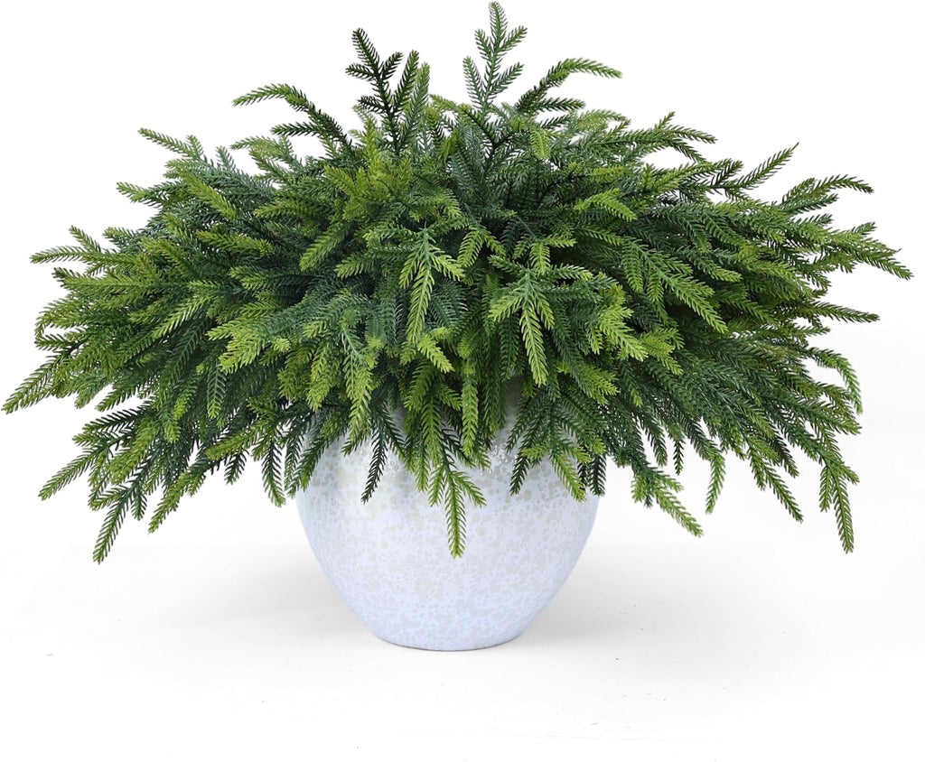 24 Pcs Pine Branches Artificial Green Pine Stem - Real Touch Christmas Greenery Pines Branch for Vase DIY Crafts Flower Arrangement Home Indoor Christmas Decor(18 Inch)