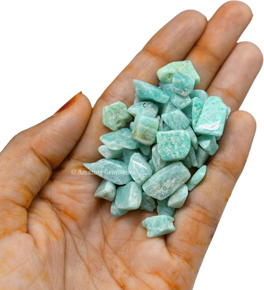 Amazing Gemstone Amazonite Crystal Chips Aquarium Gravel Rocks - Carnelian Chips Bulk Fish Tank Gravel, Small Tumbled Stone Chips, Tiny Crystals for Decoration (Natural AAA Grade) (1000+ Carat Chips)